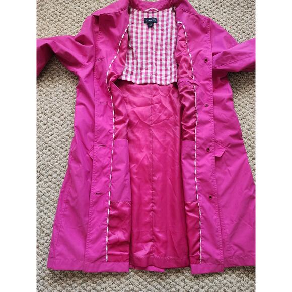Land's End Women's XL(18-20) Pink Trench Coat w/Gingham-Patterned Lining - Picture 8 of 9